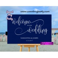 Navy Welcome Sign,Navy blue Wedding Welcome sign,(66w)